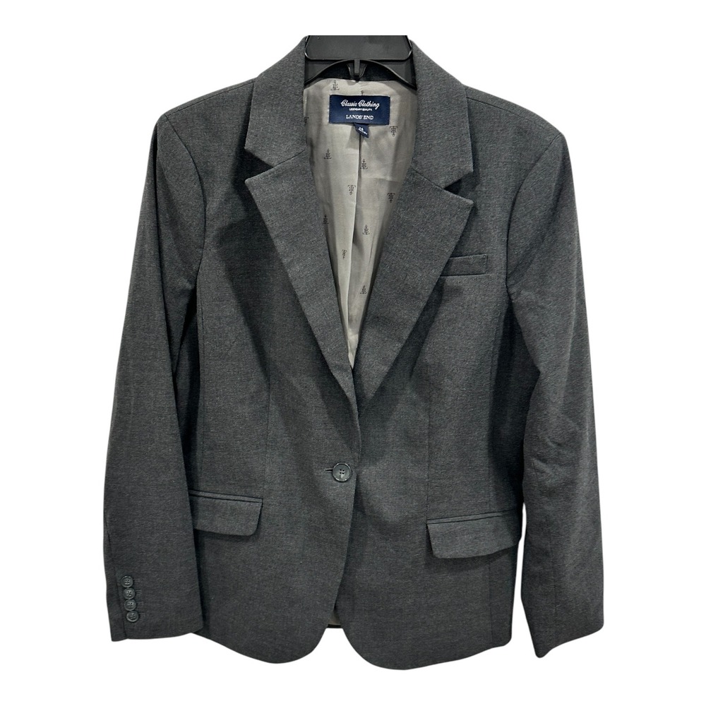 Lands' End Classic Clothing Blazer Women's Size 14 Gray Career Office